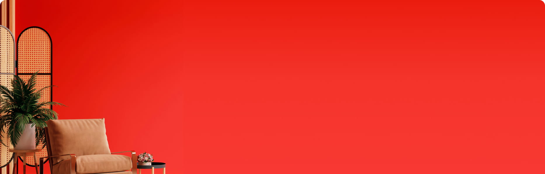 Imagem de uma poltrona confortavel, com o fundo vermelho