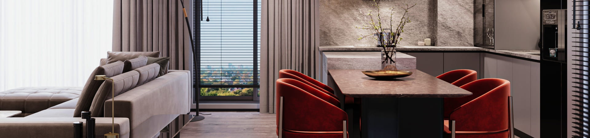 Imagem de uma sala de um apartamento